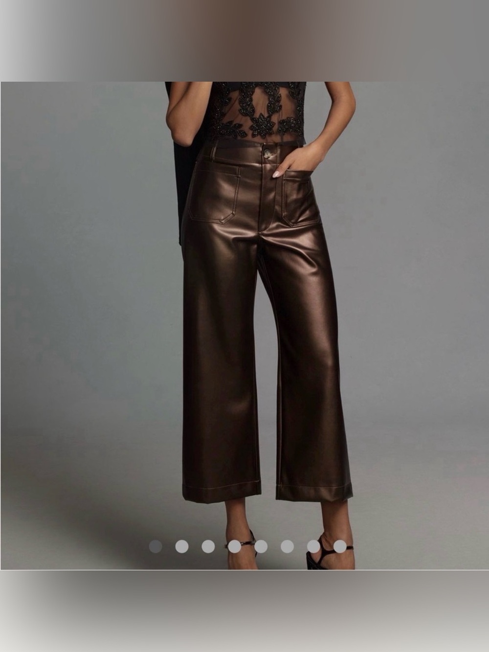 Anthropologie Maeve Colette Vegan Leather Pants in Metallic Brown sz32 NWT